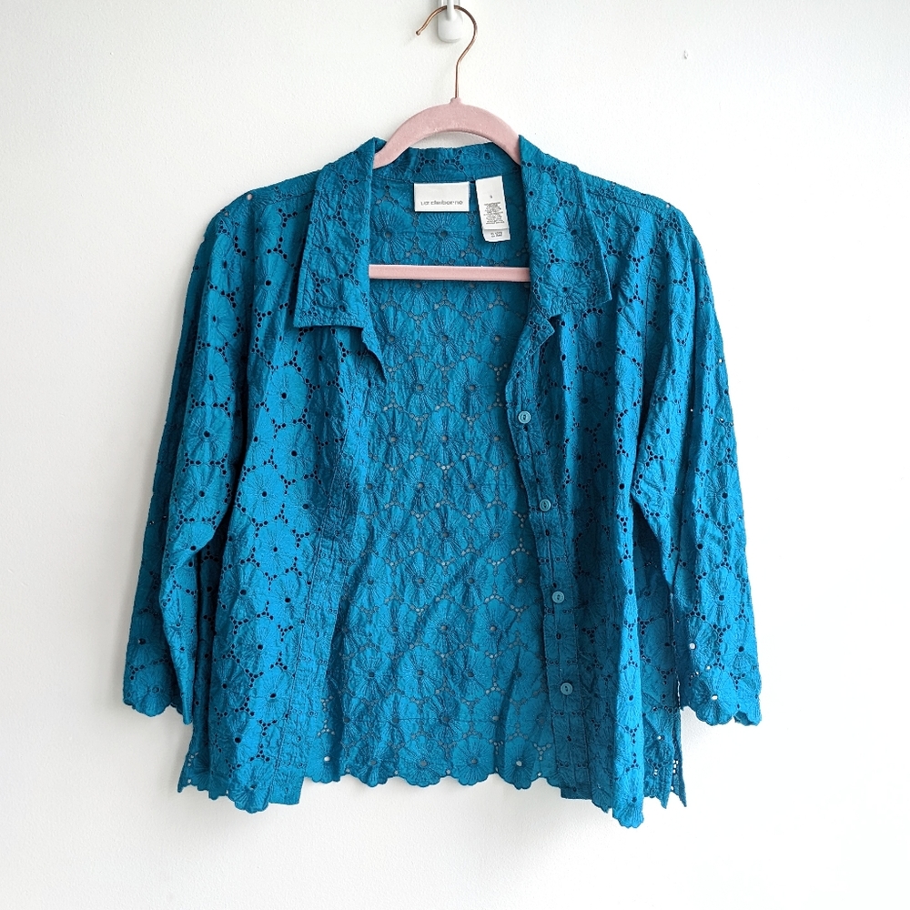 Liz Claiborne button up 3/4 crochet cardigan size 8